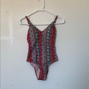 aztec pattern bright colors one piece swim suit